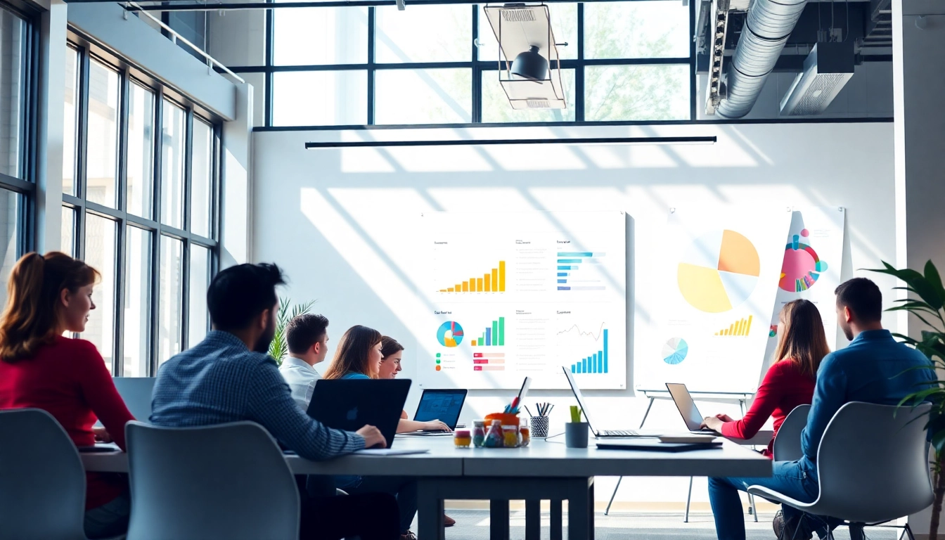 Boost your SEO with a team brainstorming digital strategies in a bright office.