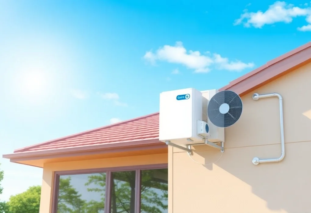 Illustrate how a chaleur air system efficiently heats and cools a modern home, highlighting its design and energy-saving features.