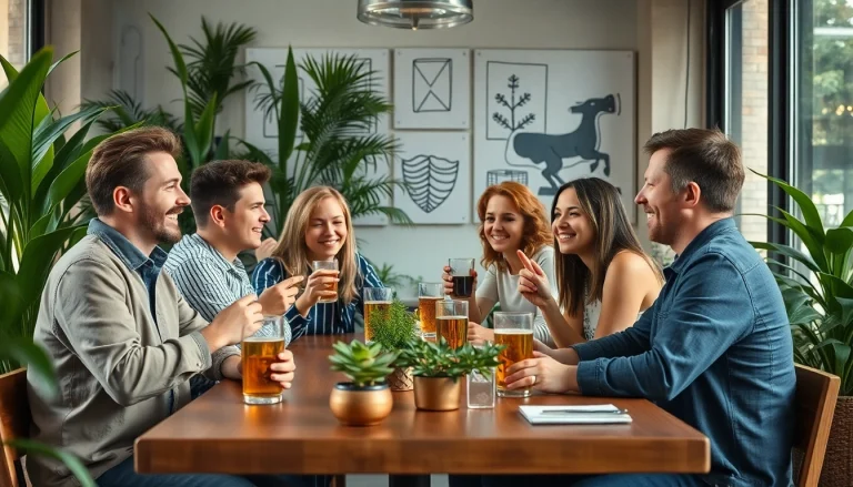 Un groupe d'amis profitant d'un style de vie dynamique dans un café convivial.