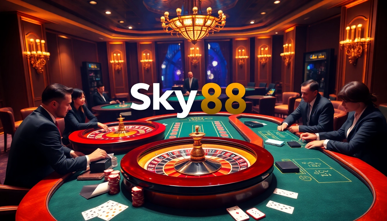 Players enjoying high-stakes games at Sky88.domains online casino platform