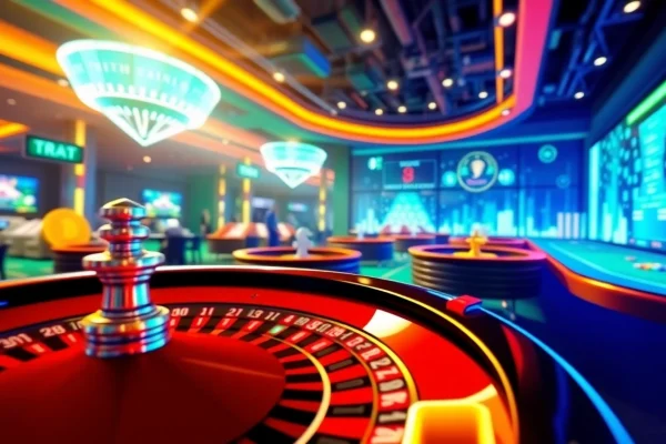 Jouer à des jeux dans un casino en crypto moderne avec des technologies numériques entourantes.