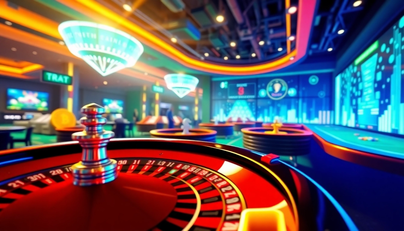 Jouer à des jeux dans un casino en crypto moderne avec des technologies numériques entourantes.
