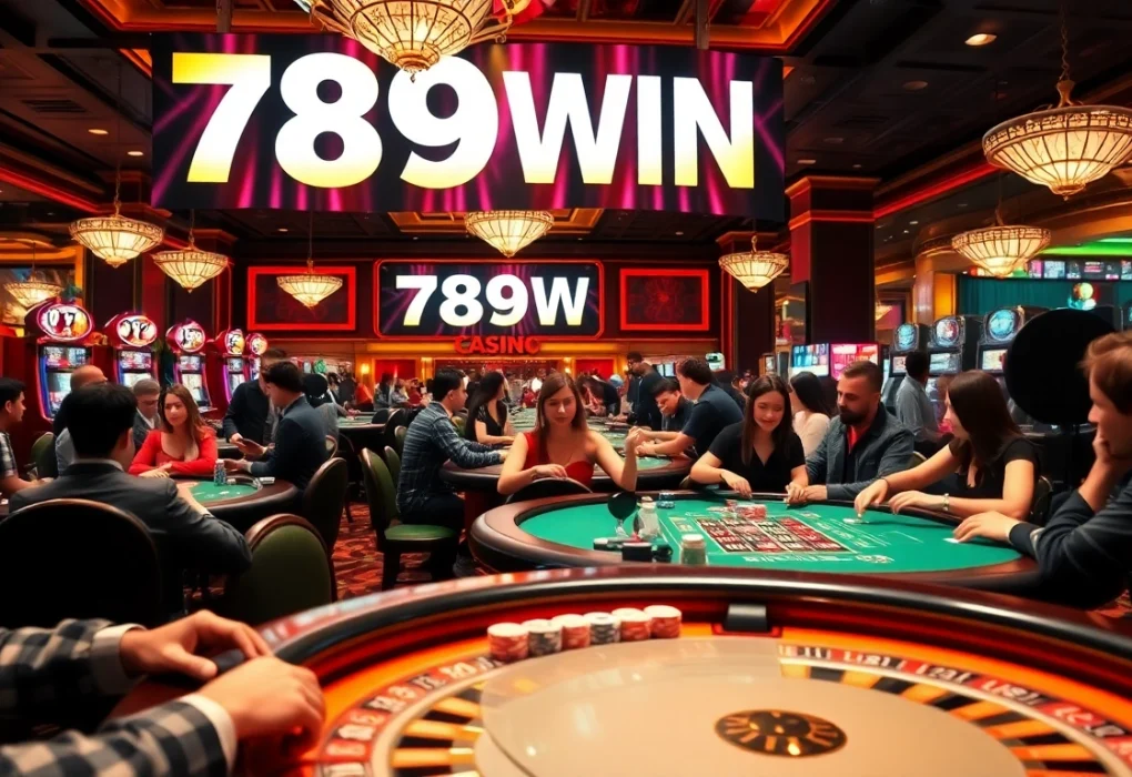 Engaged players enjoying exciting games at 789WIN casino with vibrant atmosphere.