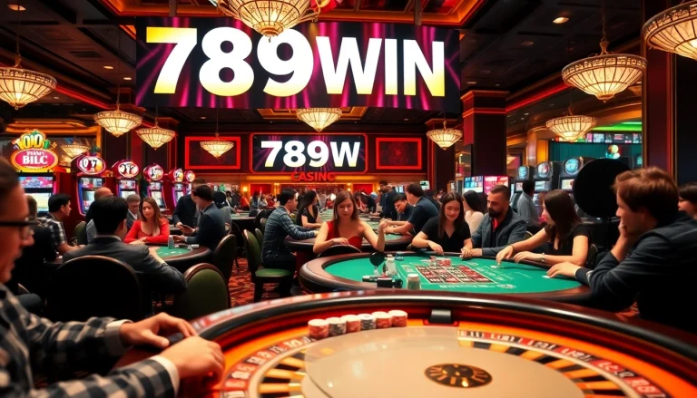 Engaged players enjoying exciting games at 789WIN casino with vibrant atmosphere.