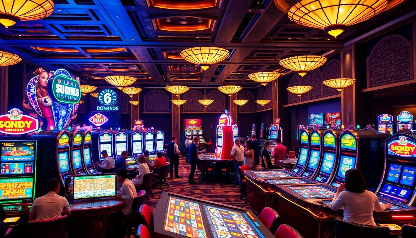 Explore the ambiance of a casino en ligne 2026 with vibrant gaming elements and lively players.