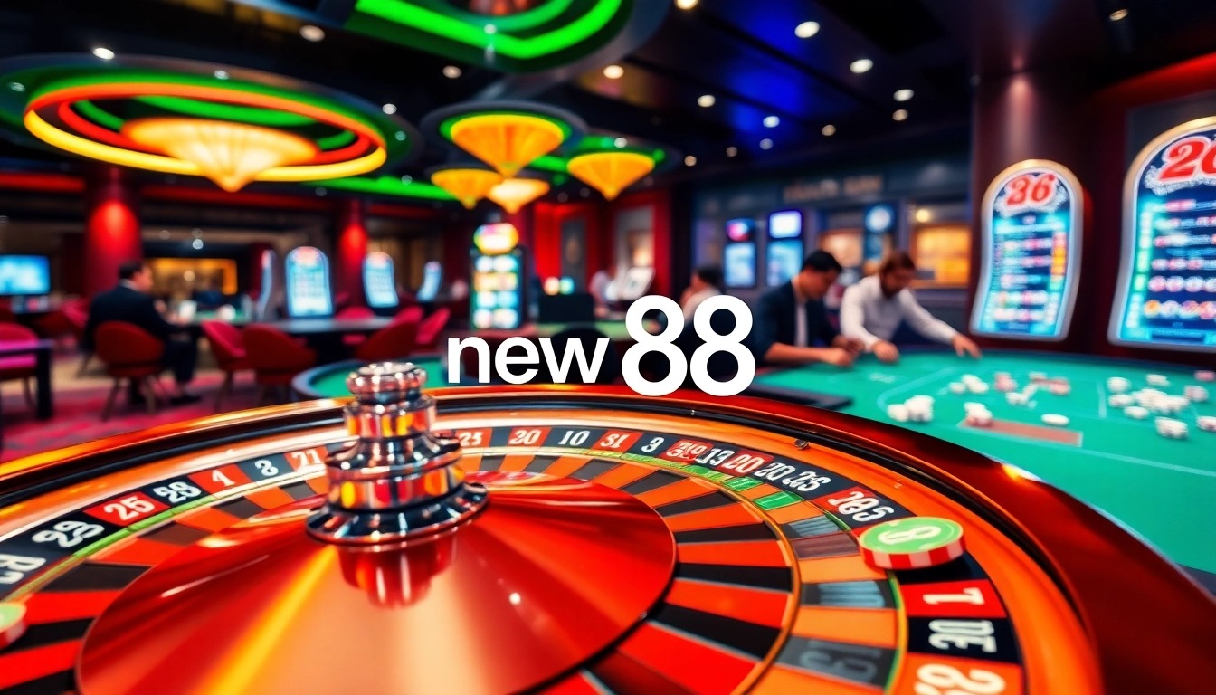 Experience the thrill of new 88 casino with players enjoying poker, roulette, and slot machines.
