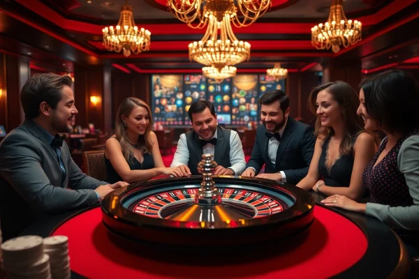 Joueurs profitant d'une expérience authentique de casino en ligne 2026 autour d'une table de roulette.