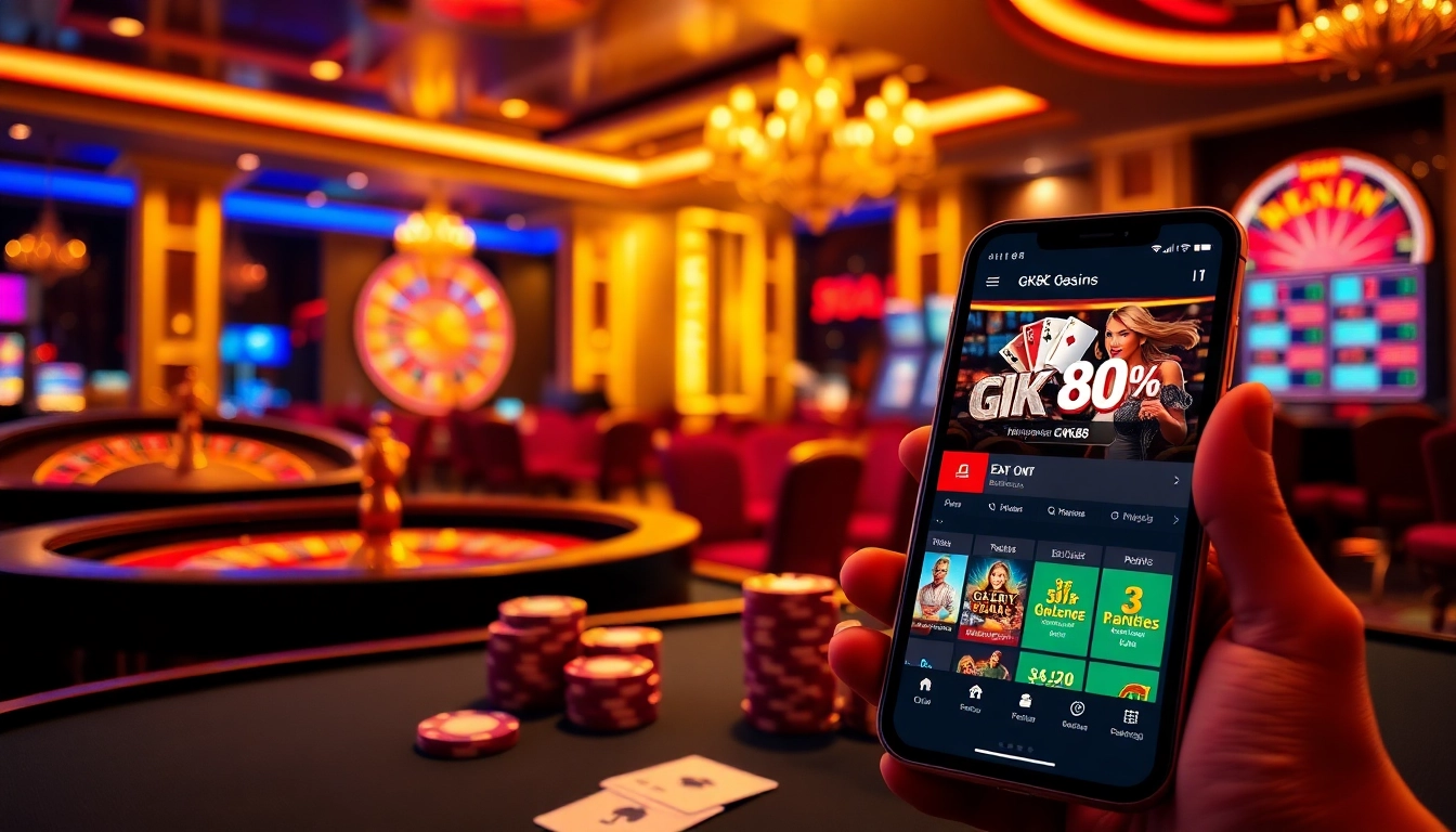 Experience thrilling gambling actions at https://gk88.city/ with vibrant casino elements including poker chips and roulette.