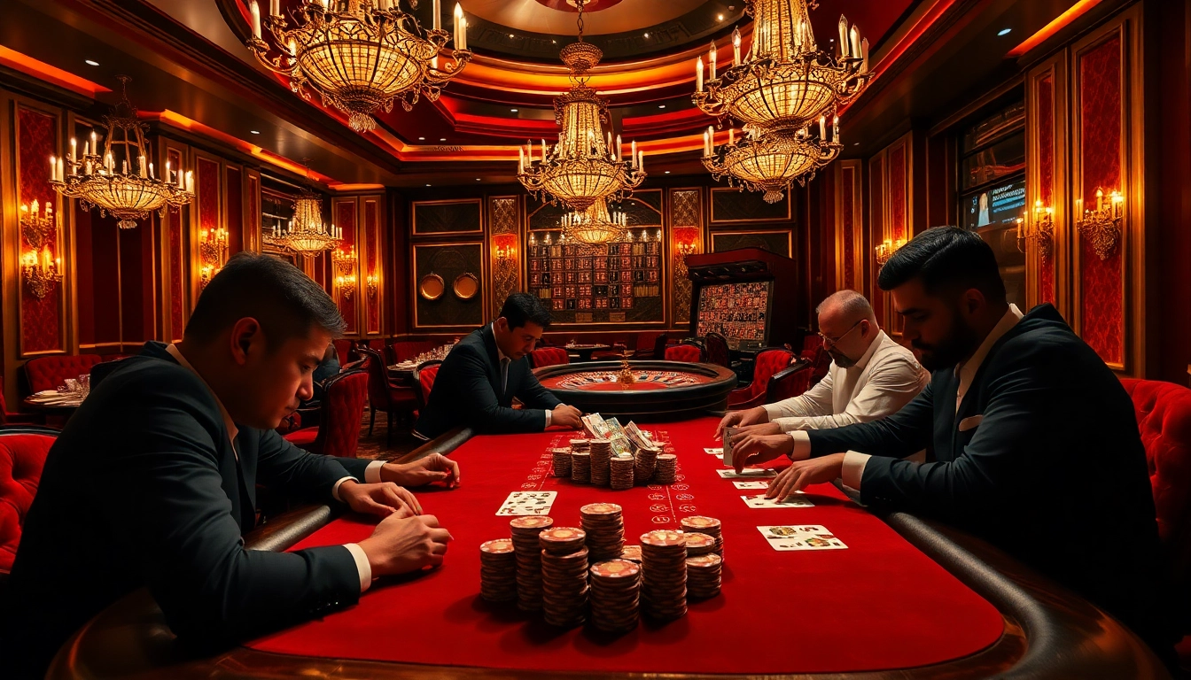 Players engaged in a thrilling poker game at https://lode88.fising/, showcasing casino excitement and strategy.